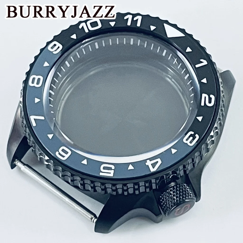 BURRYJAZZ 42 مللي متر تحسين SKX007 حافظة ساعة من الفولاذ المقاوم للصدأ مقاوم للماء الياقوت كريستال صالح NH35NH36/4R/7S حركة 28.5 مللي متر الطلب