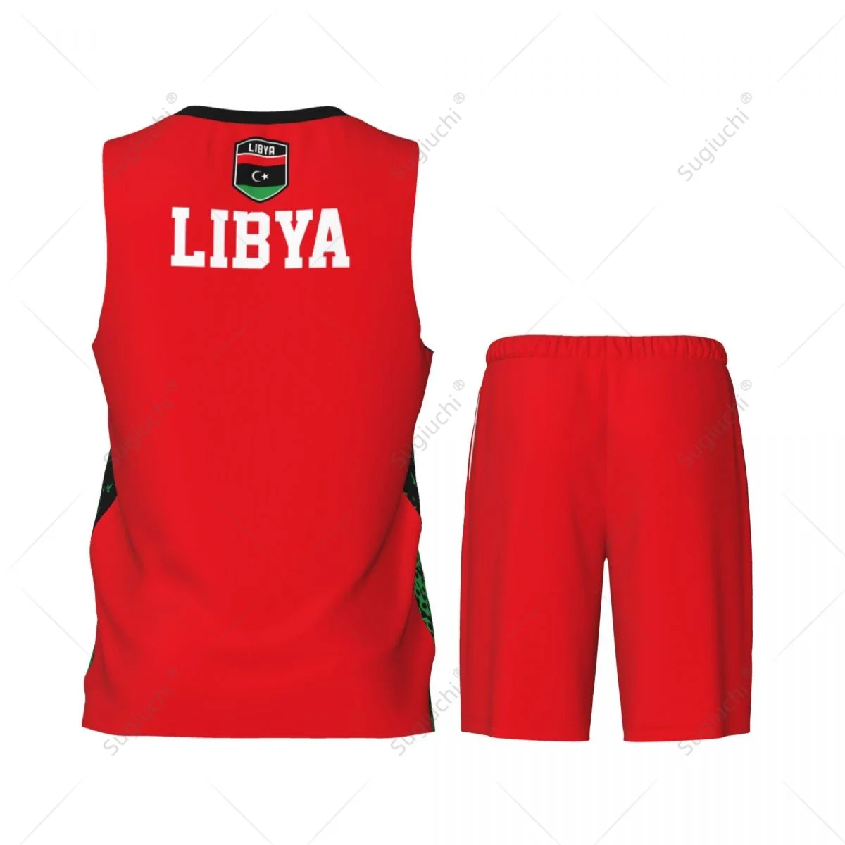 Team-up Libya Flag Grain Men Basketball Jersey Set Shirt & Pants Sleeveless Custom Name Nunber Exclusive