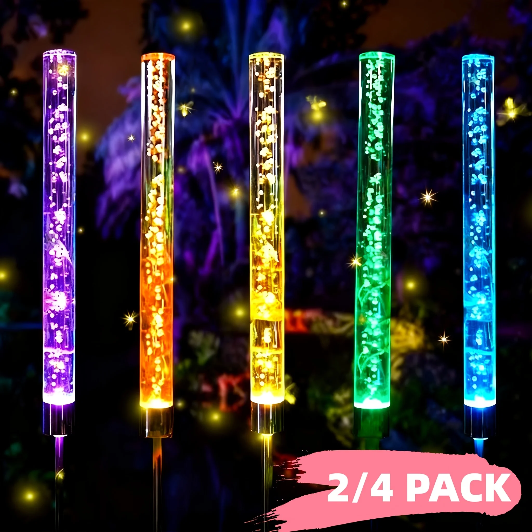 Luces Solares que Cambian de Color] 1 Pieza de Luces Solares para Jardín | Luces Solares RGB con Burbujas de Colores Cambiantes para Jardín y Exteriores