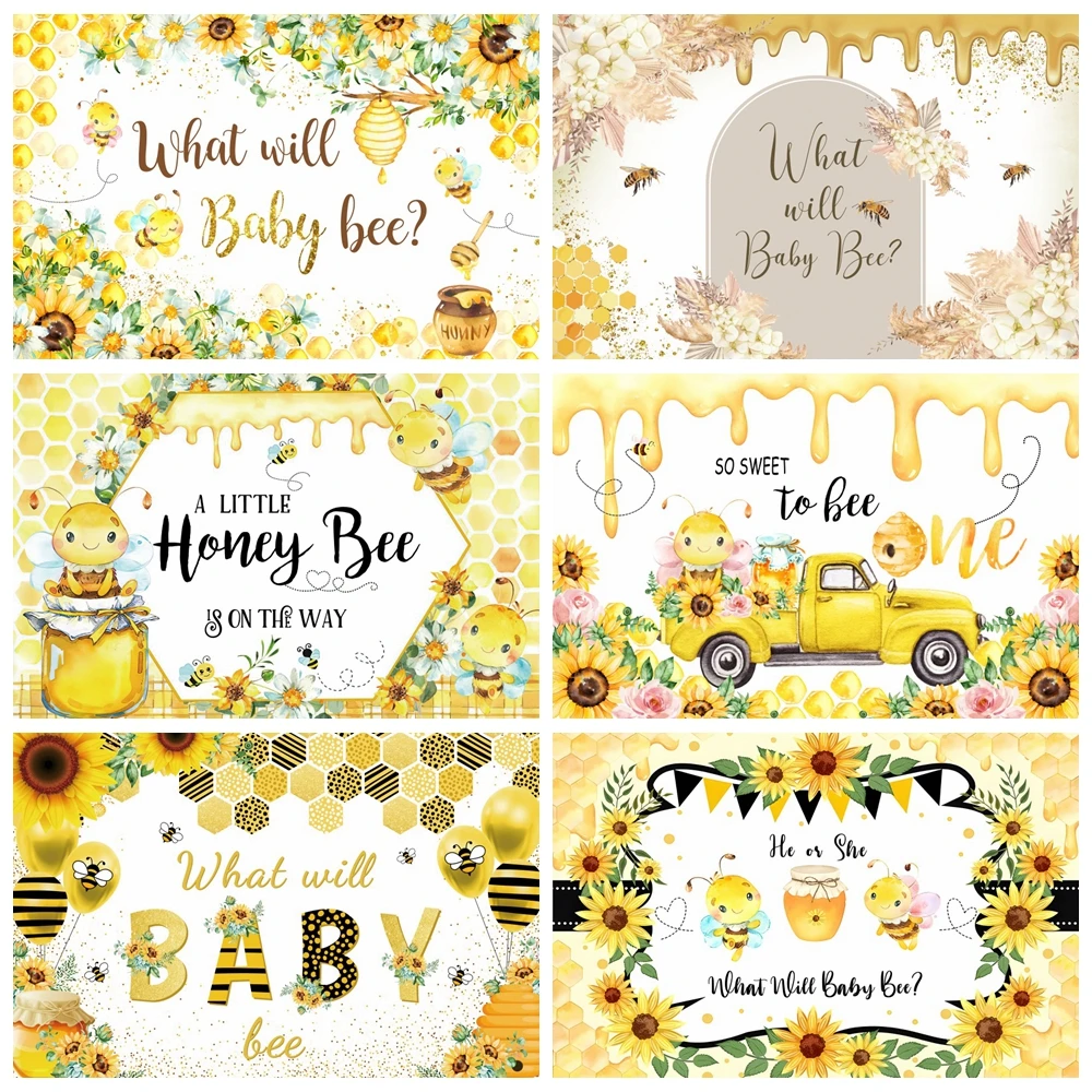 사진 촬영용 달콤한 꿀 꿀벌 생일 배경, 아기 꿀벌 성별 공개 파티 장식, 베이비 샤워 포토콜 배경
