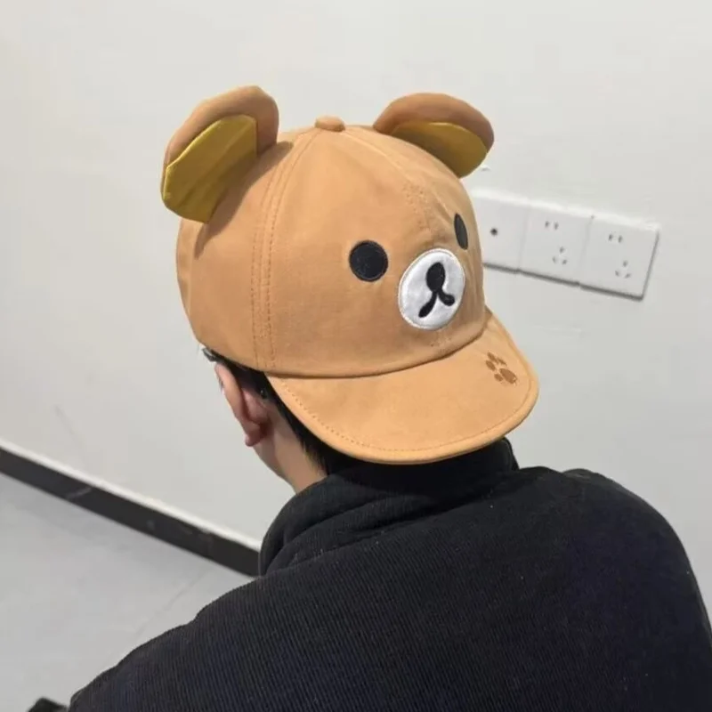 Rilakkuma Bear With Ear Cap Summer Hats For Women Girls Kids Couple Fashion Cartoon Outdoor Sport Sun Visors Baseball Caps Gift view 4