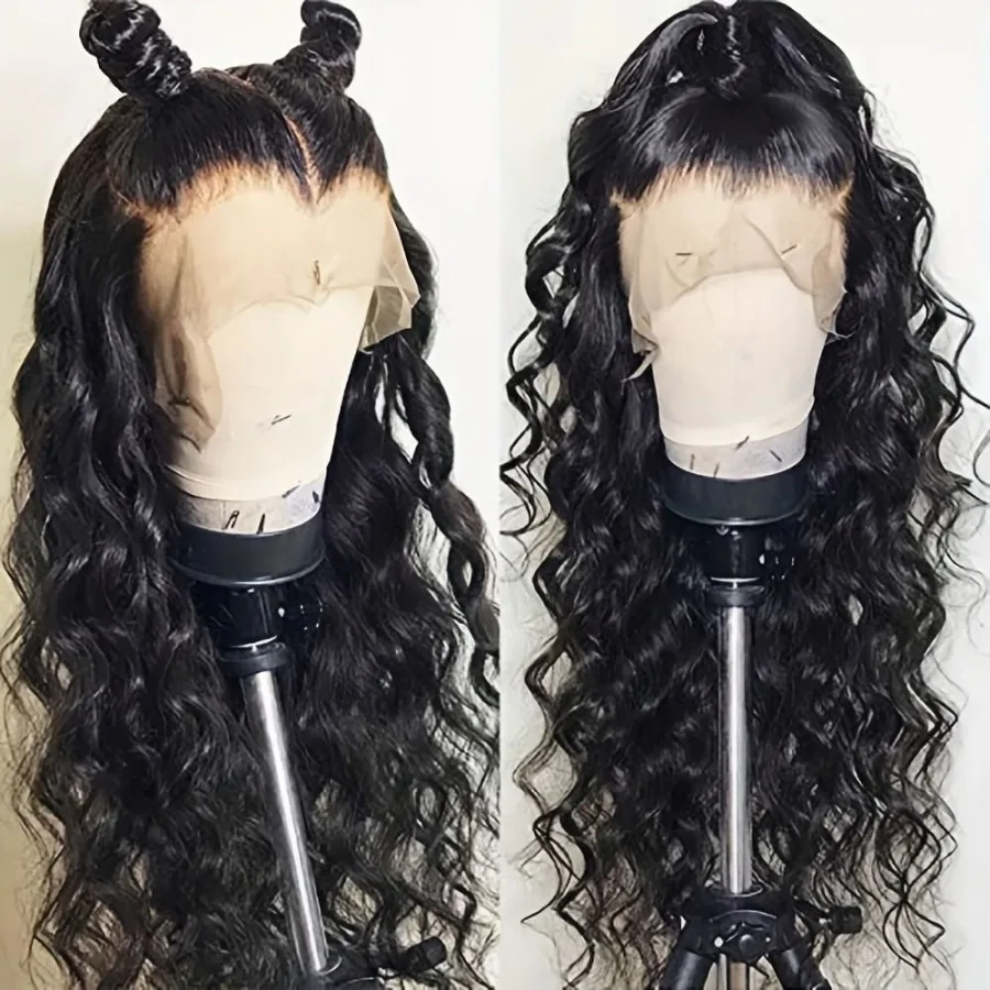 

26 Inch Long Black Hair Lace Front Wig 13*4 Glueless Heat Resistant Synthetic Loose Wavy Hair