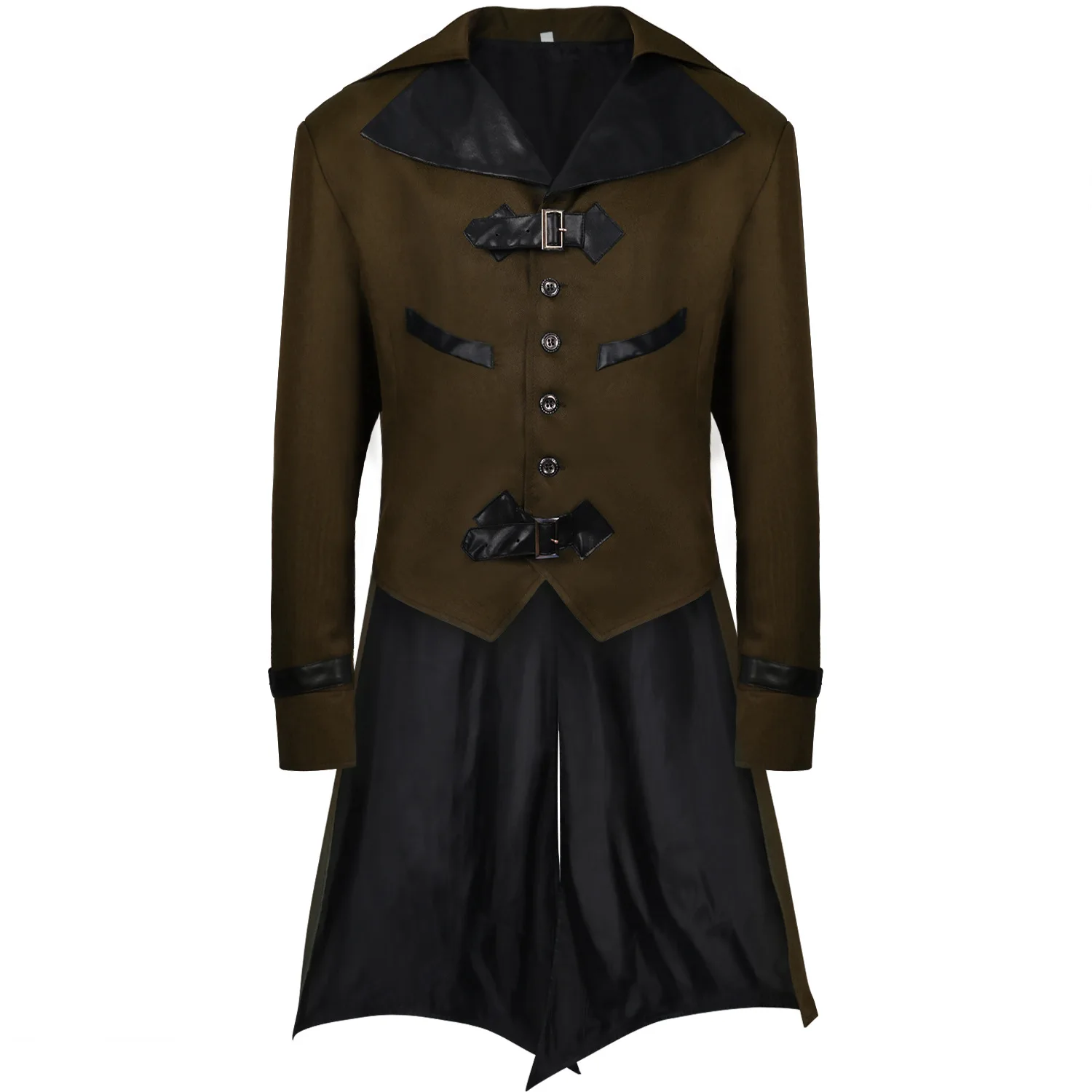 Cappotto posteriore da uomo medievale gotico Punk Pirate Nobles giacca Cosplay fibbia in pelle diavolo Steampunk campo vittoriano donna Tuexdo