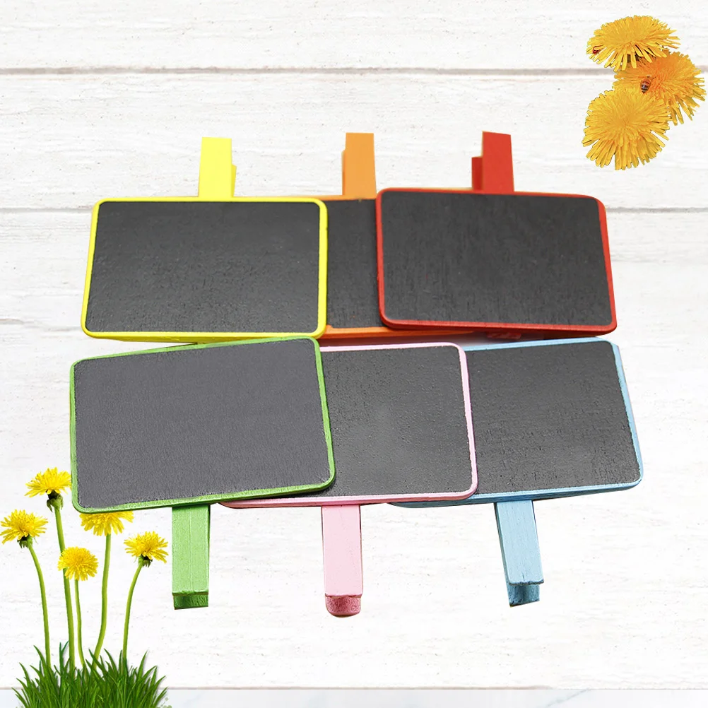 

18PCS Mini Blackboard with Wooden Clip Message Board with Photo Clip for Wedding Party Home Shop (Mixed Color)