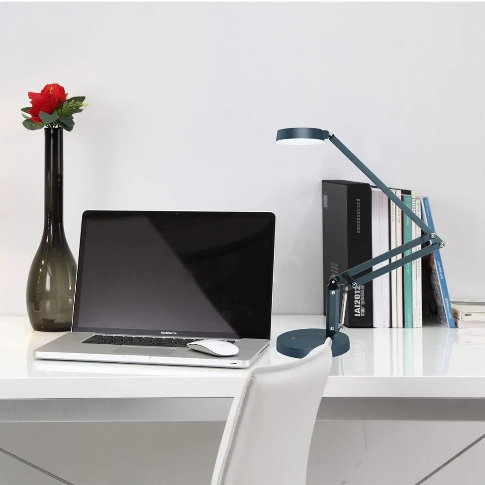 سوينغ الذراع لمبة مكتب عكس الضوء مستوى اللمس LED الجدول مصباح USB شحن مرنة مكتب ضوء القراءة حماية العين مع الموقت #6