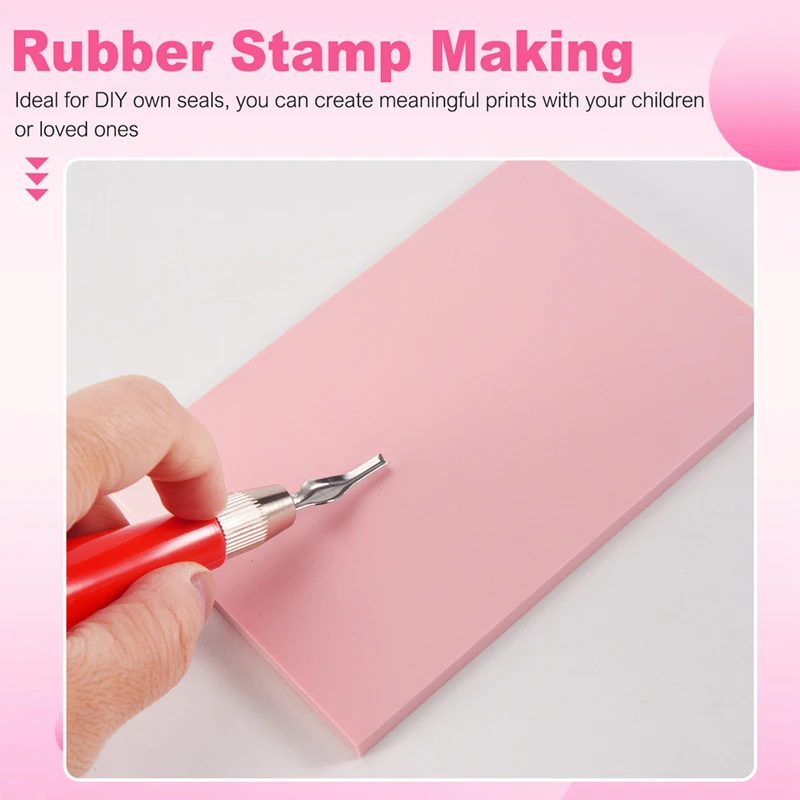 Rubber Stamp Making Kit,Block Printing Tool Kit,Linoleum Cutter With 6 Type Blades,Tracing Paper For Craft Stamp Carving