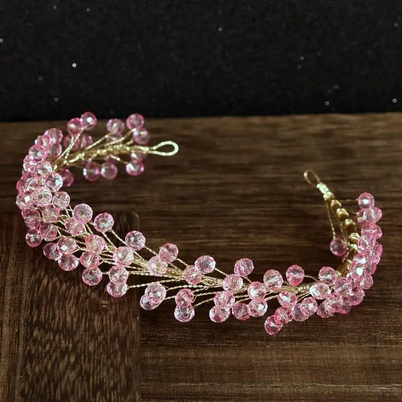Modischer Perlen-Brautkopfschmuck, Kristall-Handgemachte Ketten-Haarbänder, Damen-Stirnbänder für Hochzeitsfeiern – Detail 11