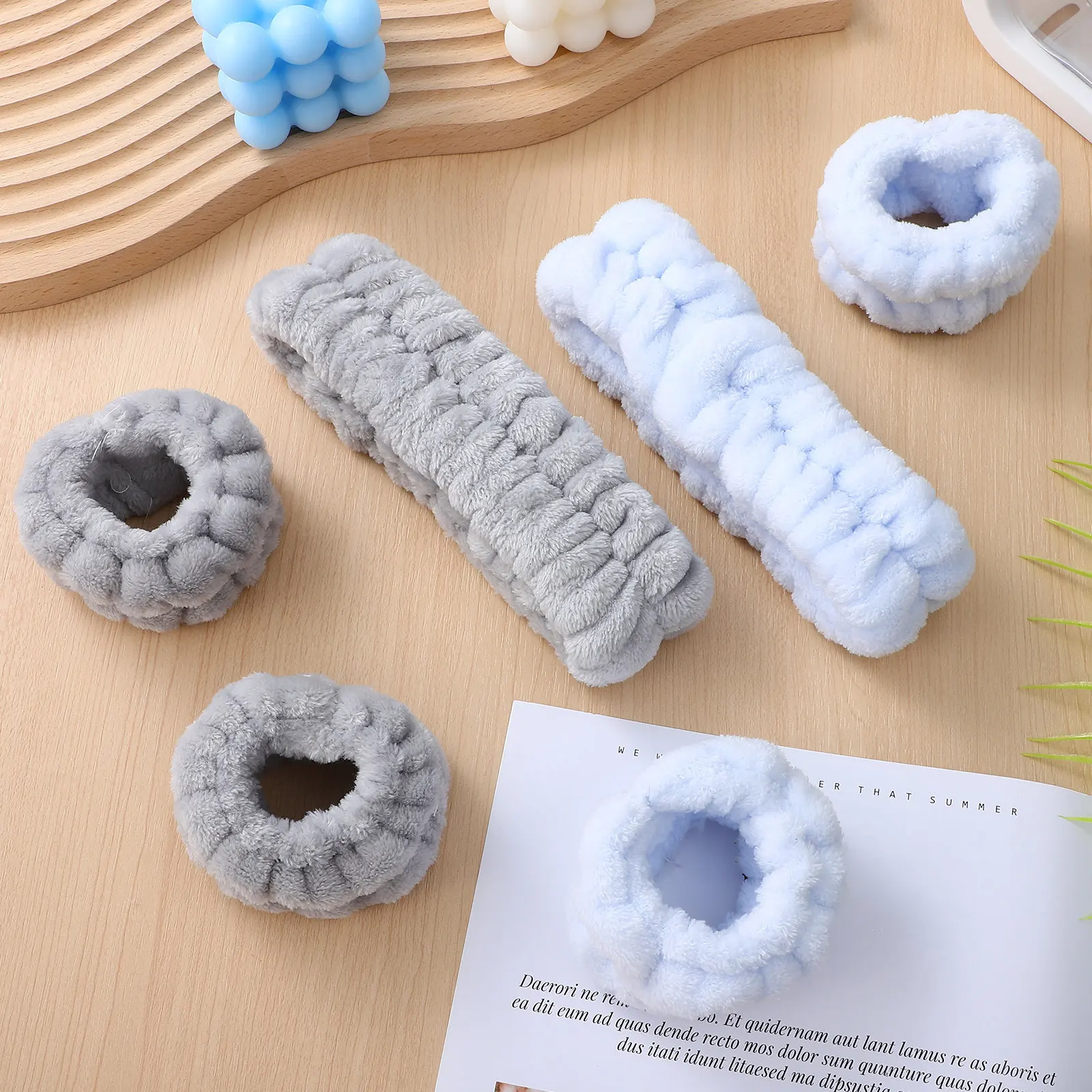 

Набор из 6 предметов: повязка для умывания, повязки на запястья, для ухода за кожей, спа-процедур, макияжа, душа, очищения лица, эластичные, дышащие, для женской укладки волос