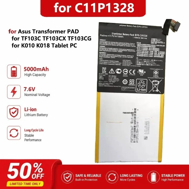 [NEW] 3.7V 4980mAh 19Wh C11P1328 Battery for Asus Transformer PAD TF103C TF103CX TF103CG K010 K018 Tablet PC