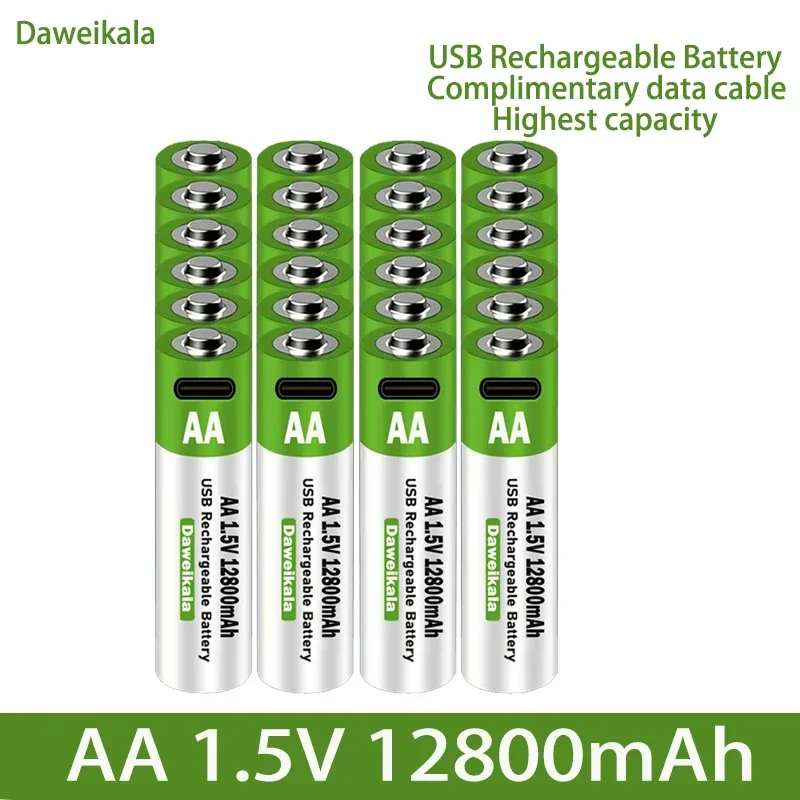 AA USB Rechargeable Lithium Ion Battery 1.5V AA 12800mah Power Bank Lifepo4 Batteries Aaa Recharable Lipo4 Recharchable Original