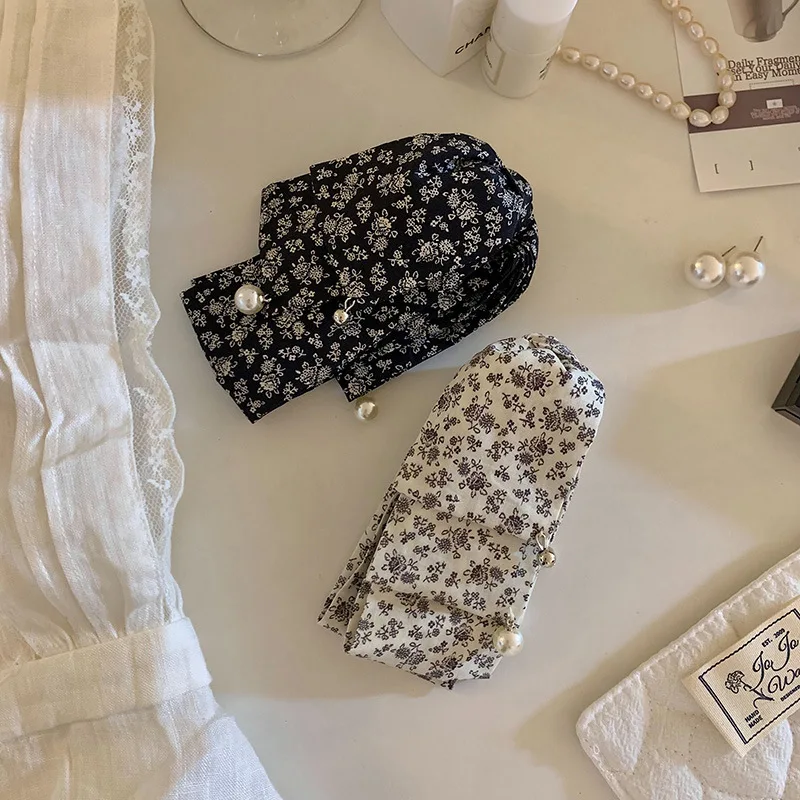 1pc French Floral Print Banana Clip Simple Chic Vertical Hair Claw for Women Ponytail Bun Holder Korean Elegant 2025 New