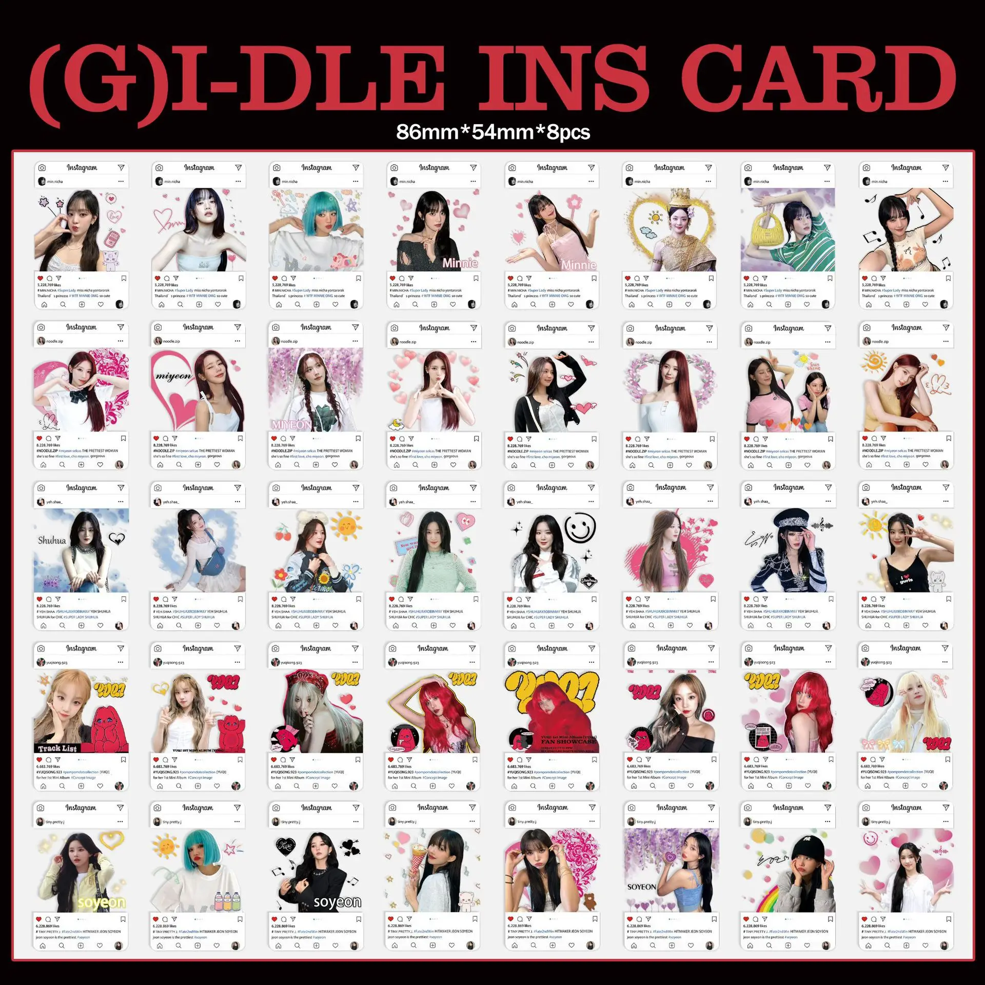 อัลบั้ม I-DLE 8ชิ้น/เซ็ตแบบ kpop (G) อัลบั้มพีวีซีการ์ดยูฉีโซยอนโฟโต้เคสใสส่วนตัวไมยอนมินนี่ชหัวแฟนๆของสะสม