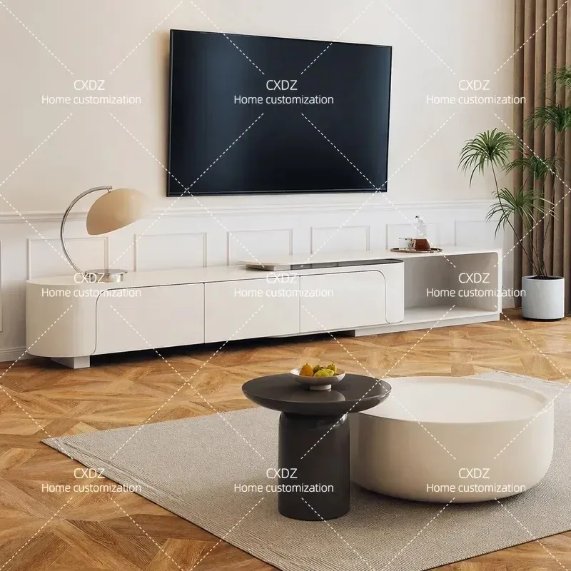 Tongyu special French cream wind coffee table living room household small apartment simple size round coffee table TV cabinet