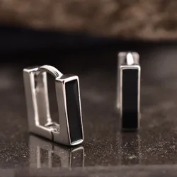 925 Sterling Silver Hot Sale Korean Glue SquareEarrings Simple Temperament Exquisite Hot Semale Sexy Jewelry Gift Hoop Earrings