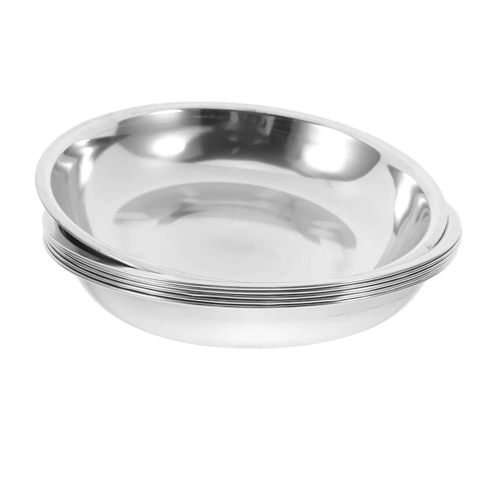 

6Pcs Premium Barbecue Plate Stainless Steel Round Dish for Banquet Family Gathering Outdoor Indoor Food Serving and Storage