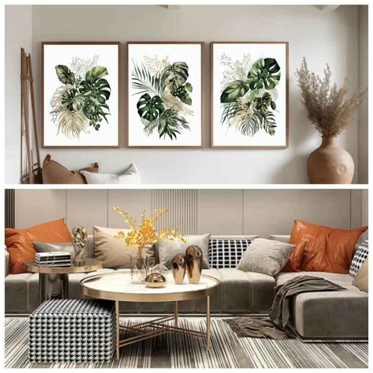 2026 New Modern Botanical Nature Green Plants Botany Frameless Canvas – Lounge Wall Decor