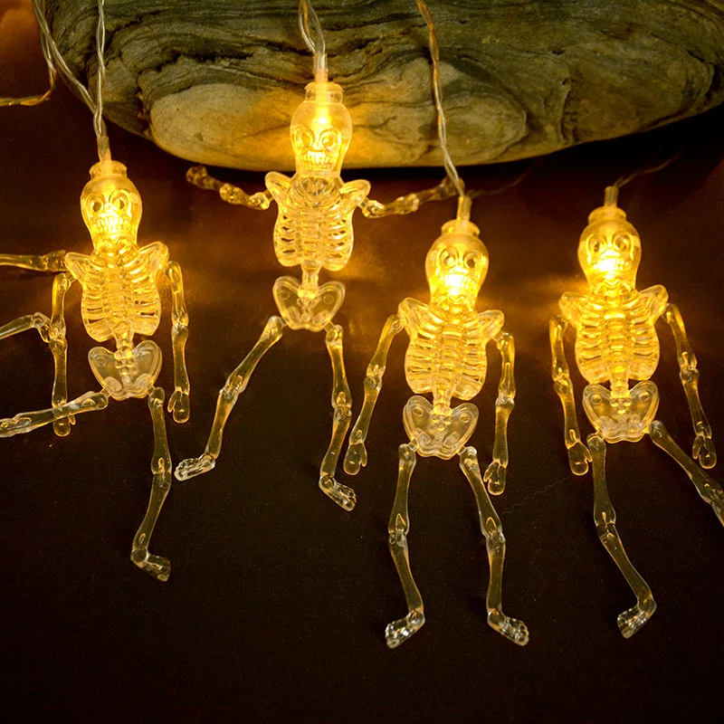 Luci a corda scheletro per decorazioni di Halloween Lampada a sospensione per interni a batteria/USB per decorazioni per la casa Luce a tema horror 403