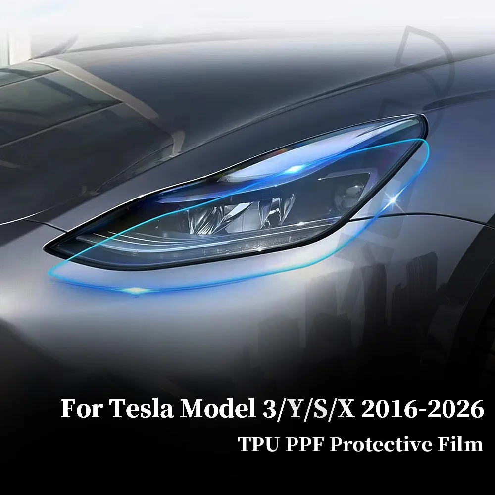 For Tesla Model 3/Y/S/X 2016-2026 Headlight Rearview TPU Protective Film Pre-cut PPF Clear Bra Anti-Scratch Resistant Invisible