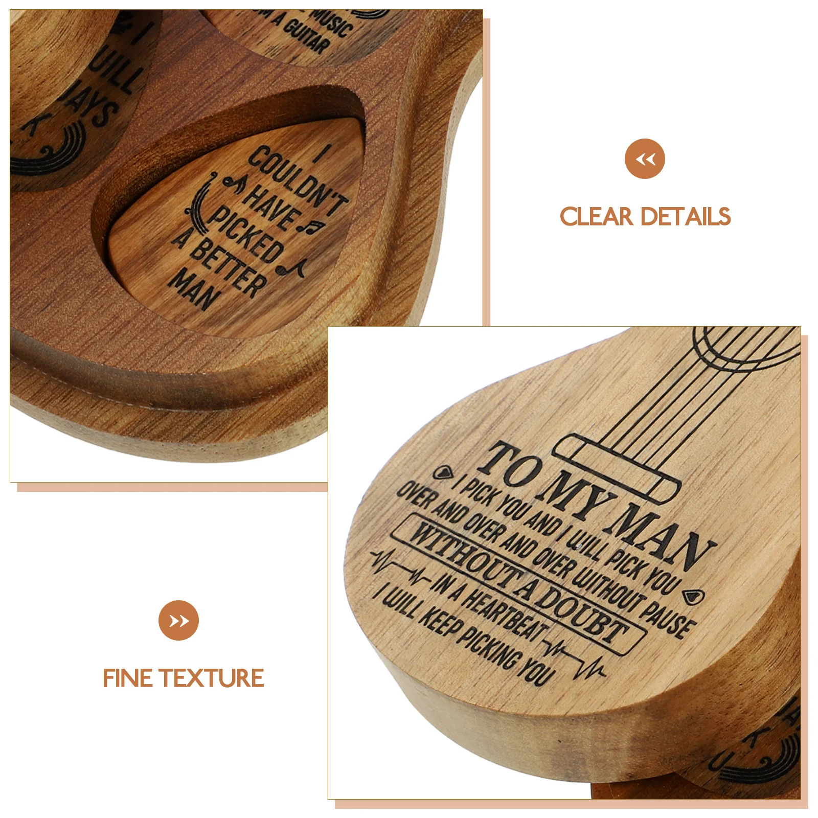 

1Set Wooden Guitar Holds 3 Picks Storage Case Portable Organizer Gift Collection Wooden Guitar