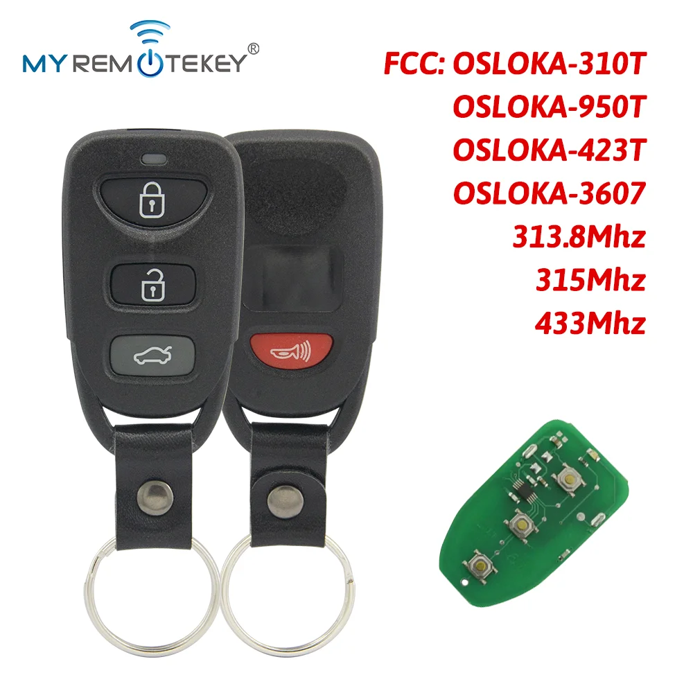 MYREMOTEKEY Remote Fob 3 Button with Panic 313.8/315/433MHz for Hyundai Sonata Elantra Sonata