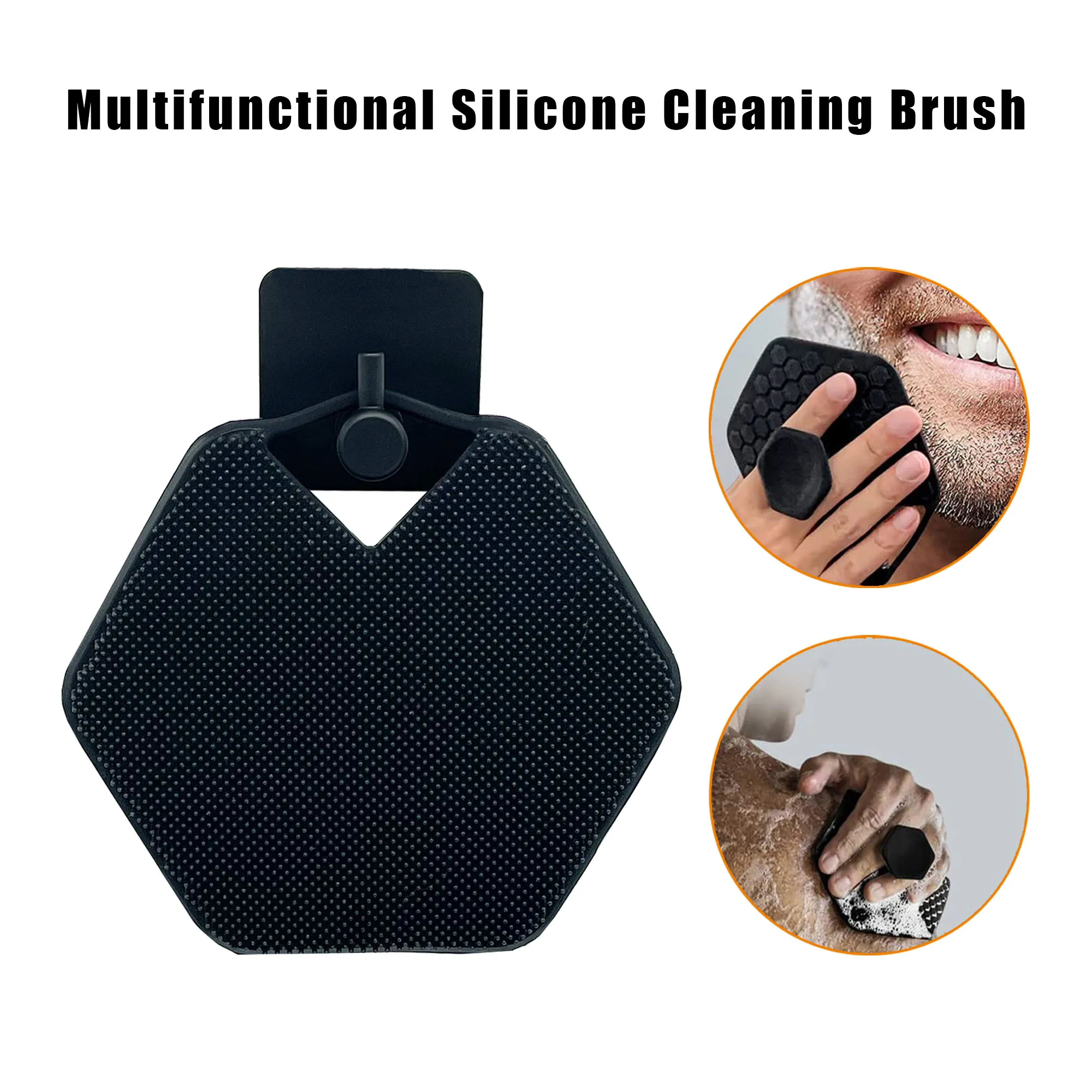 Body Scrubber Exfolie Nettoie en profondeur Accessoire de douche et de salle de bain en silicone avec poils sur mesure et poignées ergonomiques avec crochet