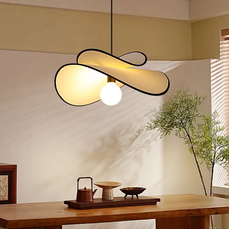 

Nordic Wabi Sabi Fabric Potato Chips Chandelier Living Dining Room Bar Led Pendant Lamp Bedroom Home Decor Hanging Light Fixture