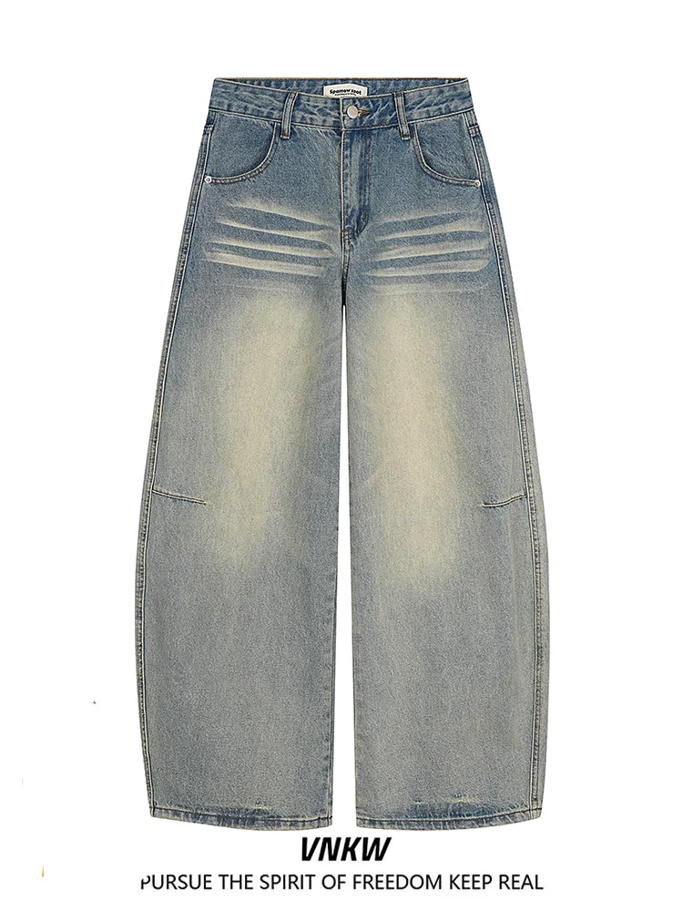 

Cleanfit Water Wash Explosive Jeans Loose Wide Leg Casual Long Pants Men Women Straight Tube Cotton Polyester Blend