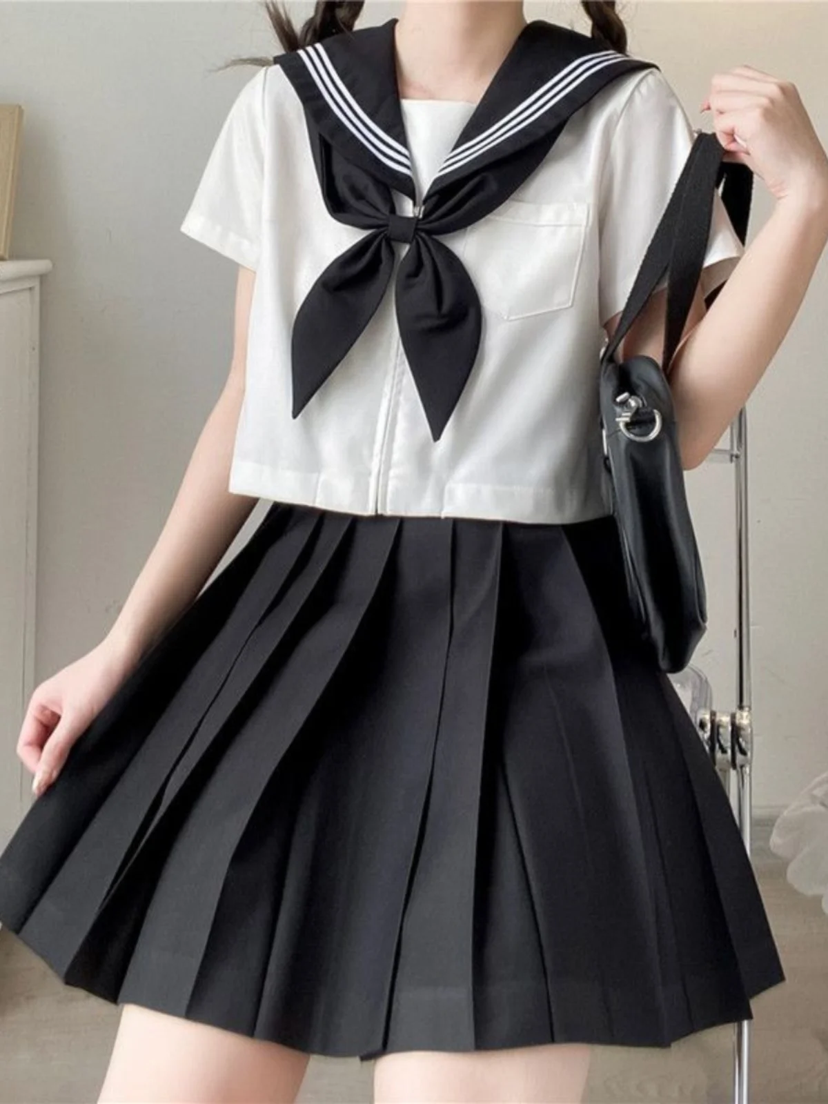 plus Size orm Set ort Sve Sailor Outfit Middenzomer Student Class orm Bla White Fat MM200 Pou Speciale maat