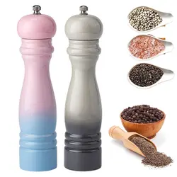 6/8inch Wooden Salt and Pepper Grinder,Sets,Manual Spice Shaker,Pepper Mill with Strong Adjustable Ceramic Core Pepper Grinder