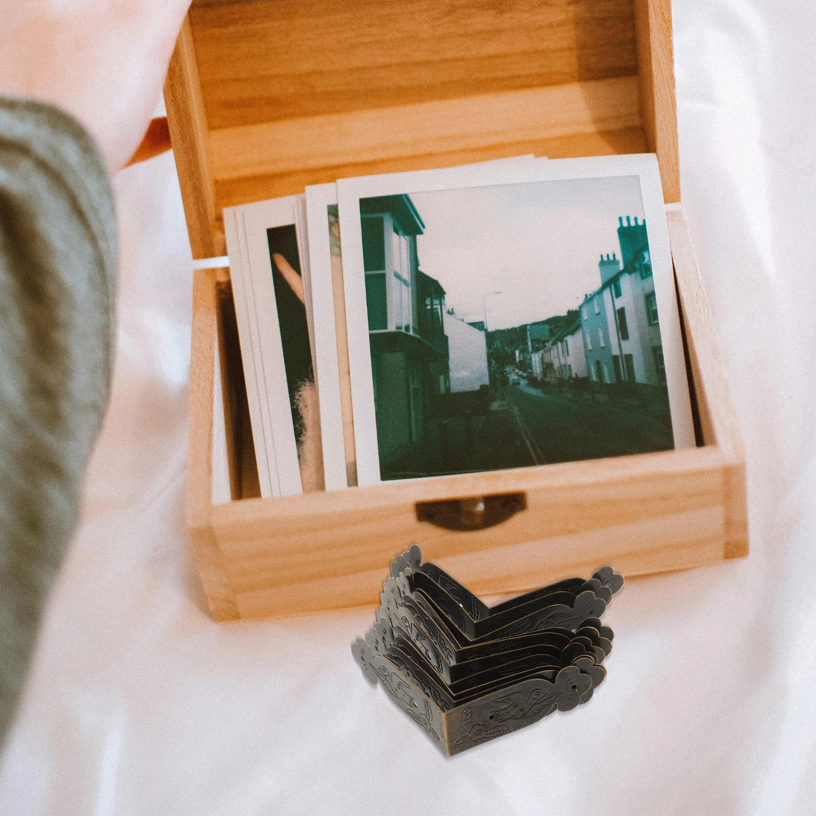 

10 Pcs Border Hardware Jewelry Case Guard Furniture Corner Cover Dark Brown Wood Decorative Desk Sleeve Travel