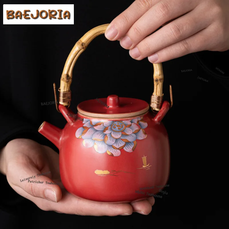 BAEJORIA Forbidden City Red Tea Set Complete Set Zen Set Of Cups Tea Ceremony Set Household Tea Maker Teapot And Tea Cup Gifts