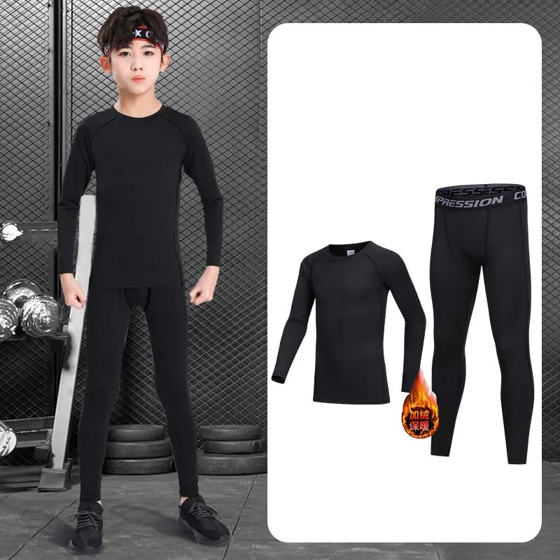 Children Winter Thermal Underwear Set Plus Velvet Warm Thermo Underwear Masculino Long Johns Boy Girls Lucky Johns Fitness Tops