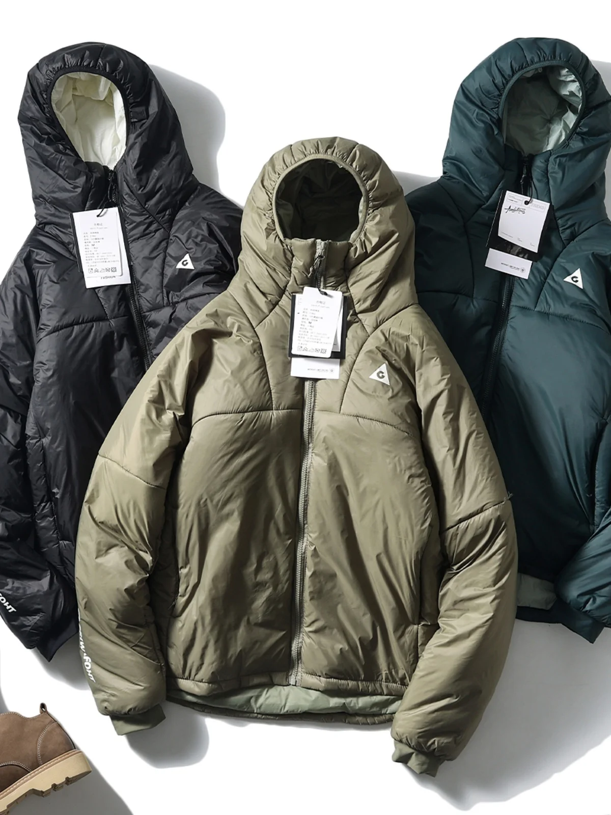 

High Densi Waterproof Men's Winter Outdoor Casual Hooded Warm Cotton Jaet Trendy Thiened Stand Fit Youth Sle