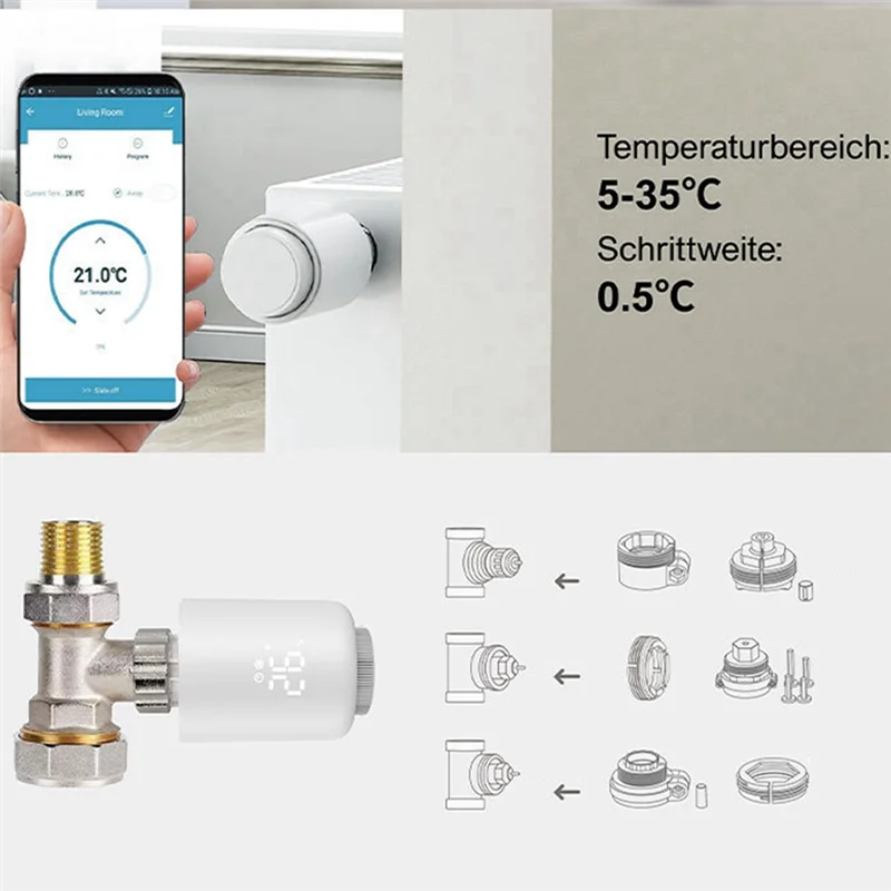 B04C-Tuya Zigbee Smart Thermostatic Valve Heating Controller Thermostatic Radiator Valve Remote Thermostat Mobile App Control
