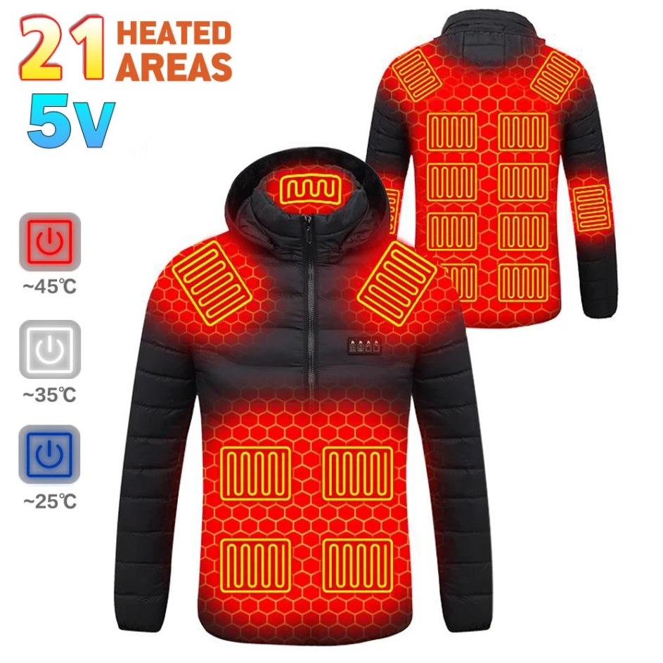 

Winter Heated Jacket USB Men's Autumn Heating Jacket Heated Coat Hunting Hiking Camping Outdoor Skiing Heating Cotton Clothing