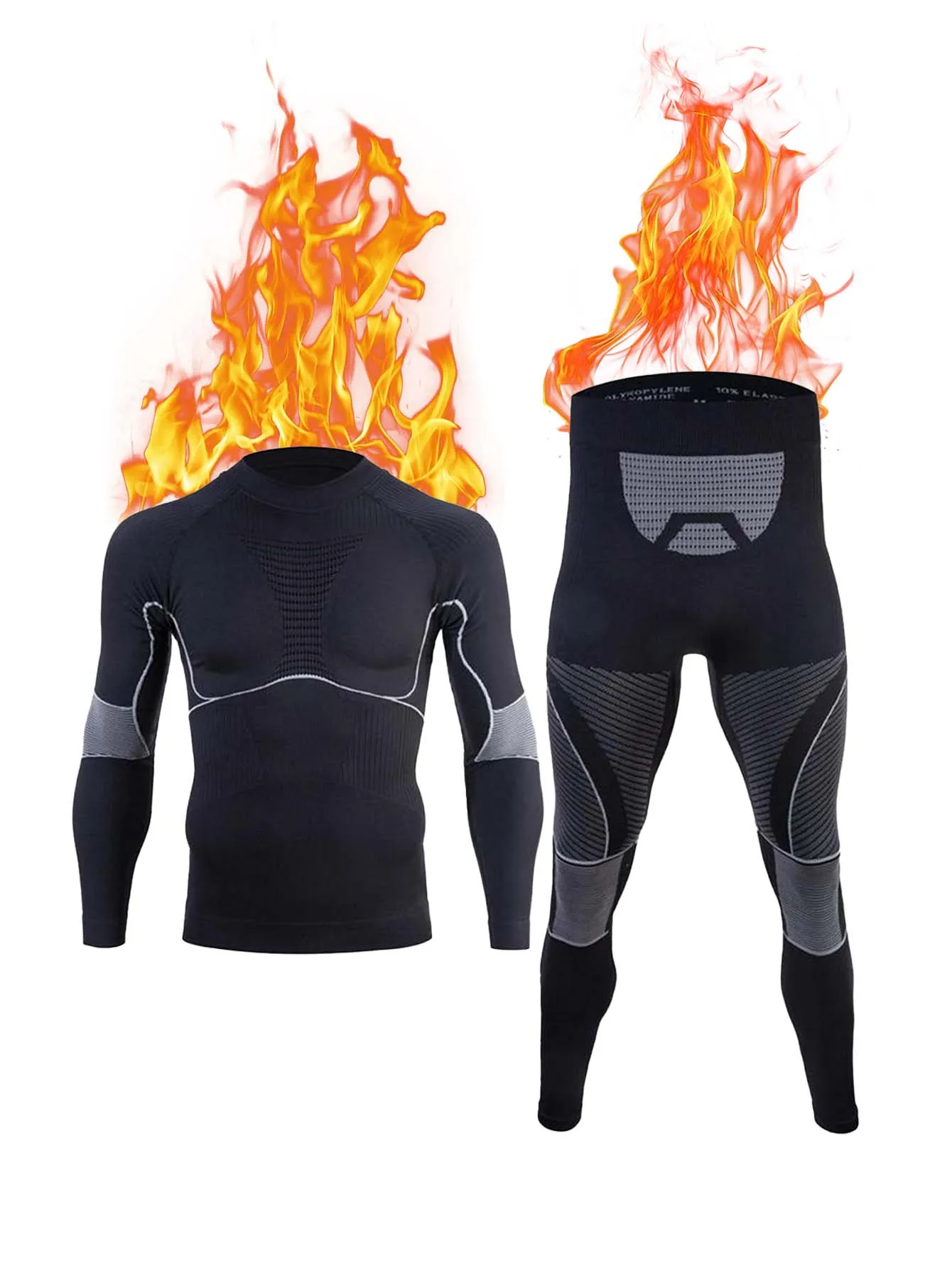 Intimo termico da uomo Set top e fondo a maniche lunghe con strato base e mutandoni lunghi