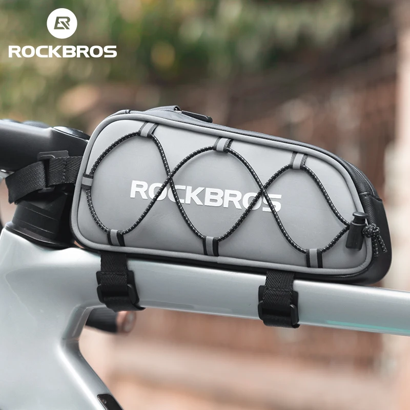 ROCKBROS Bicycle Upper Tube Bag 0.9L Capacity Compartments Storage Lightweight Portable Size Reflective Bag MTB Bike Accessories