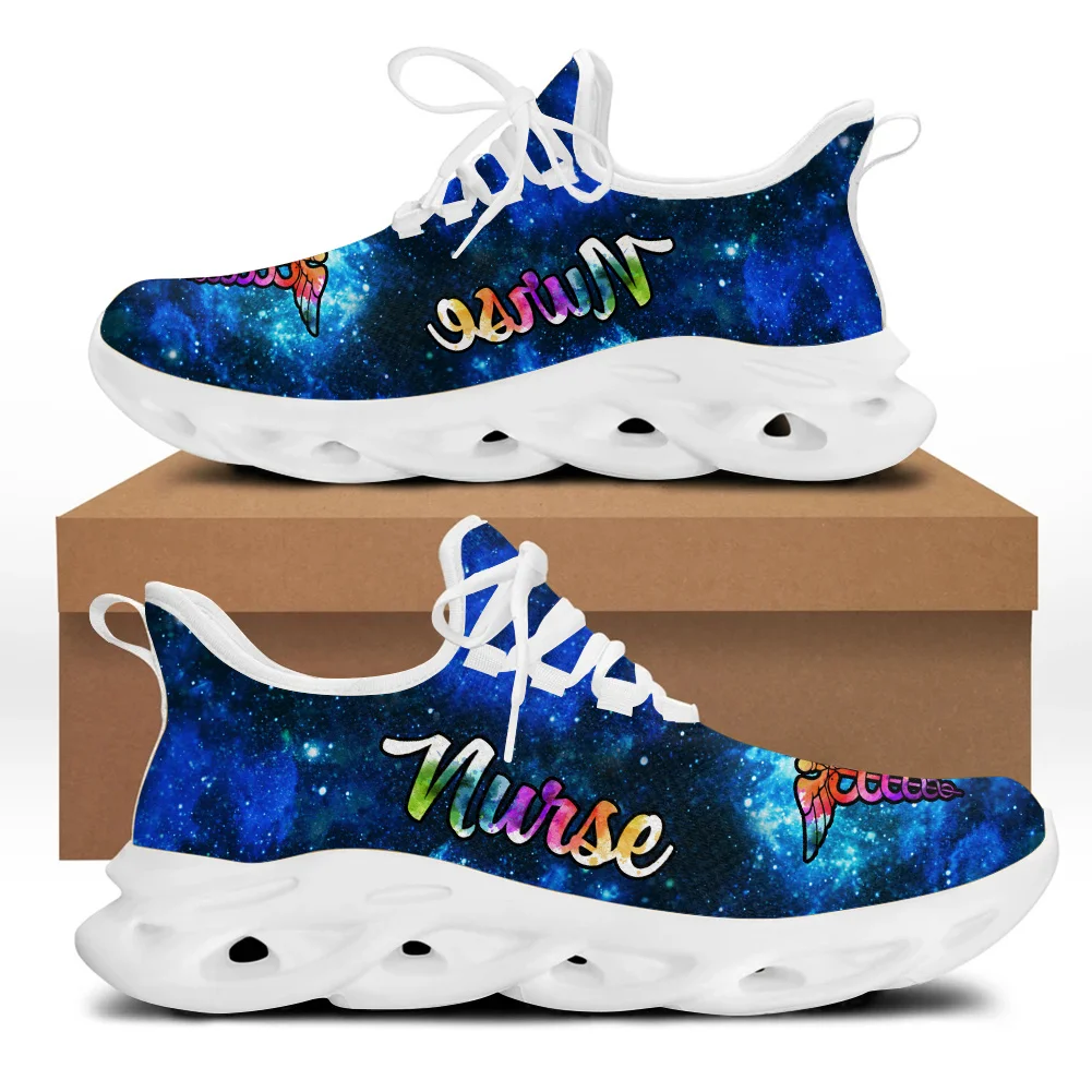 Belidome Galaxy Nurse Shoes for Womens Mesh Sneakers Cute Nursing Design Medical Shoes Lightweight Running Shoes Zapatos Mujer