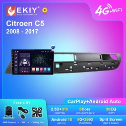 EKIY X7 Android Car Radio For Citroen C5 2008-2017 Stereo Navigation GPS Android Auto Carplay 2 Din 1280*720 Multimedia Player