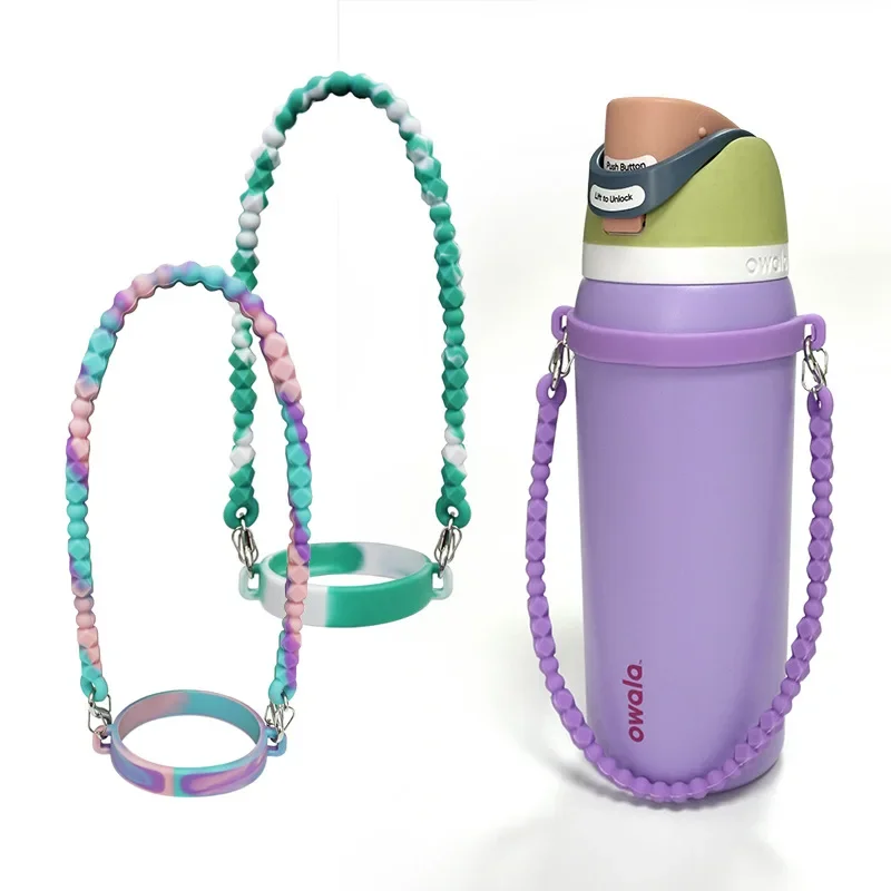 Soft Silicone Water Bottle Handle Portable Anti-slip Water Bottle Sling Carrier Holder With Strap Fits for Stanley Cup Accessory