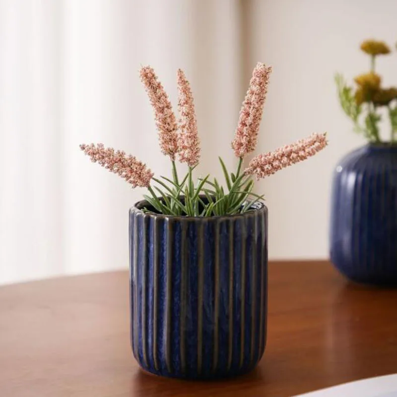 High-level Blue Color Hydroponics Vase Flower Pot Storage Bottle for Flowers Living Room Modern Home Decorations Ornaments