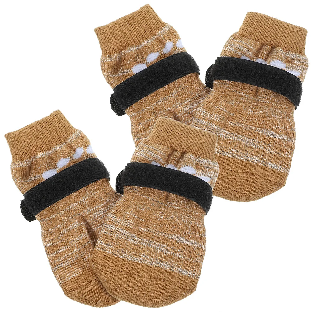 

4Pcs Washable Anti-Slip Pet Socks Soft Breathable Cotton Dog Socks for Paw Protection on Hard Floors Stylish Reusable Design