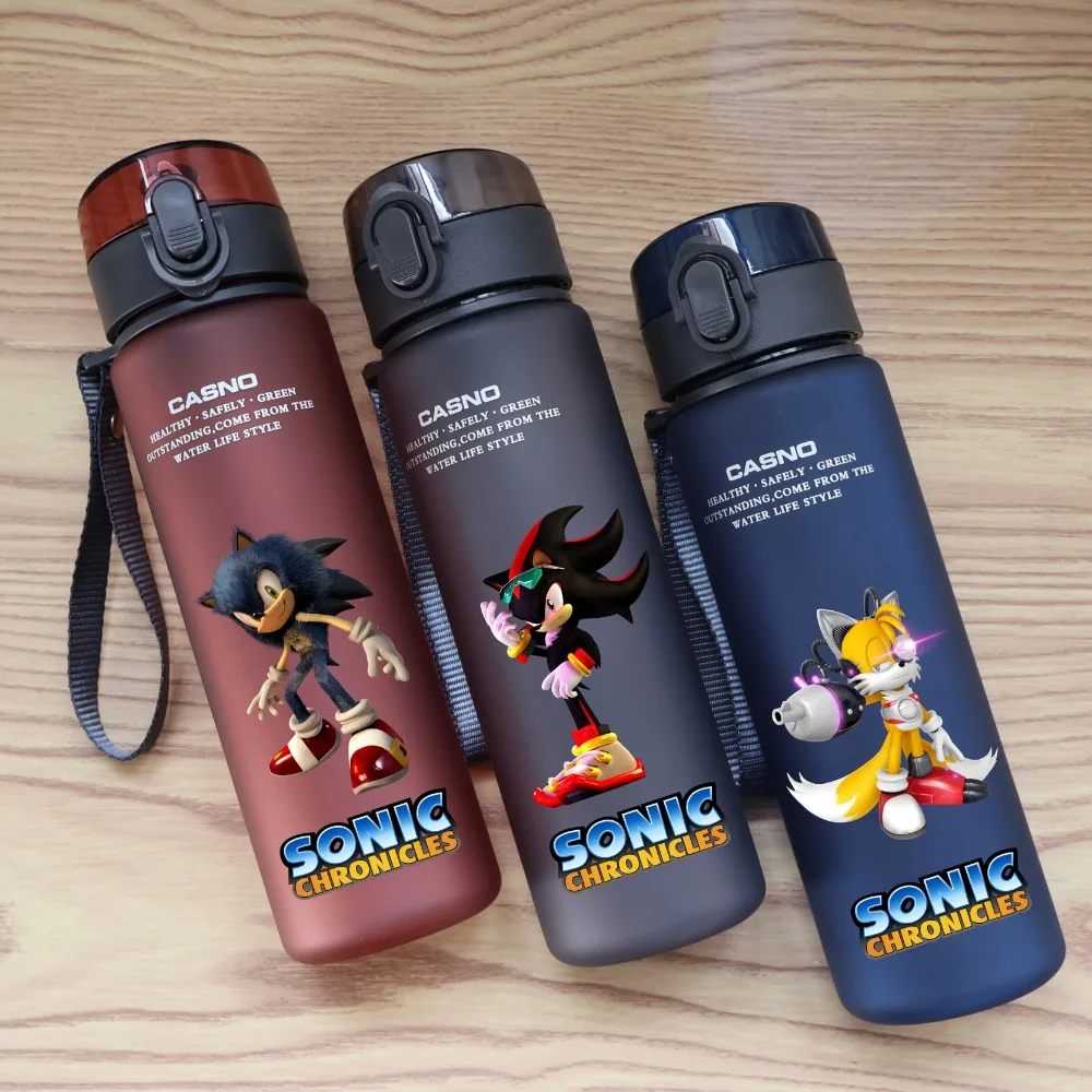 Sonic The Hedgehog 560ML Water Cup Large Capacity Portable Plastic Cartoon Kids Adult Outdoor Cycling Sport Drinking Bottle Gift