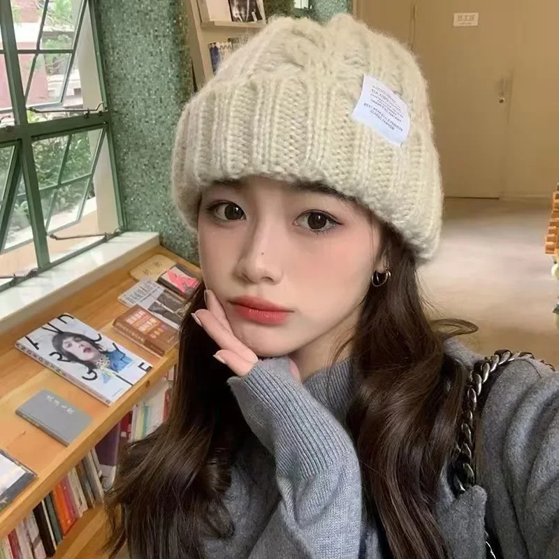 Women Winter Twist Knit Beanie Warm Couple Cap Lady Knitted Bonnet Cold Weather Unisex Hat Fashion Stylish Set