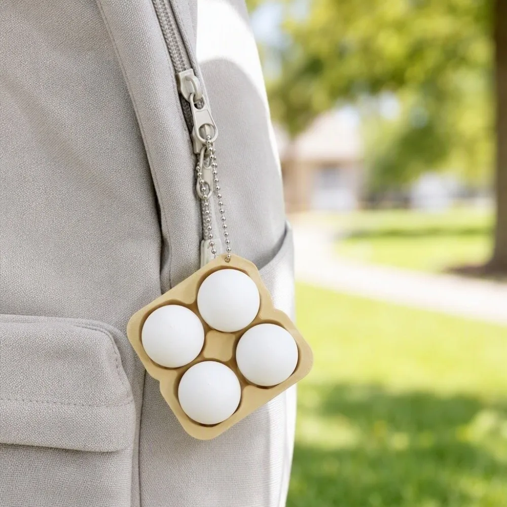 Creative 3D Printed Egg Tray Clicker Portable Relaxed Egg Button Keychain Novelty Cute Funny Fidget Backpack Pendant