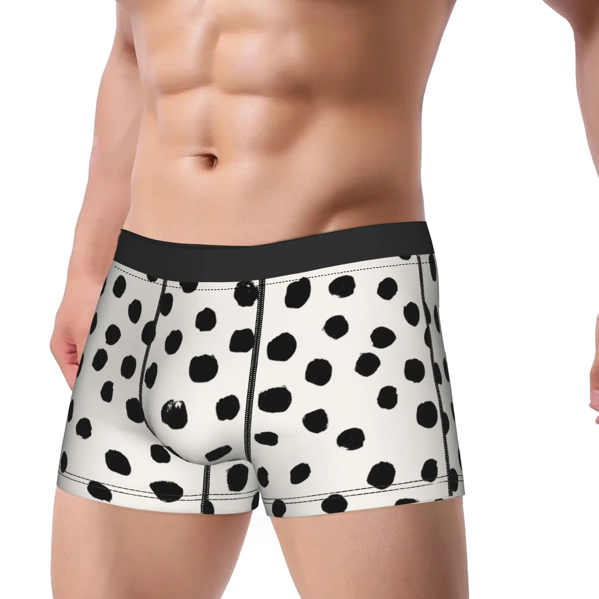 Man Dots Black and White Spots Animal Long Underwear  Funny Boxer Briefs Shorts Panties Male Breathable Underpants M-XXL