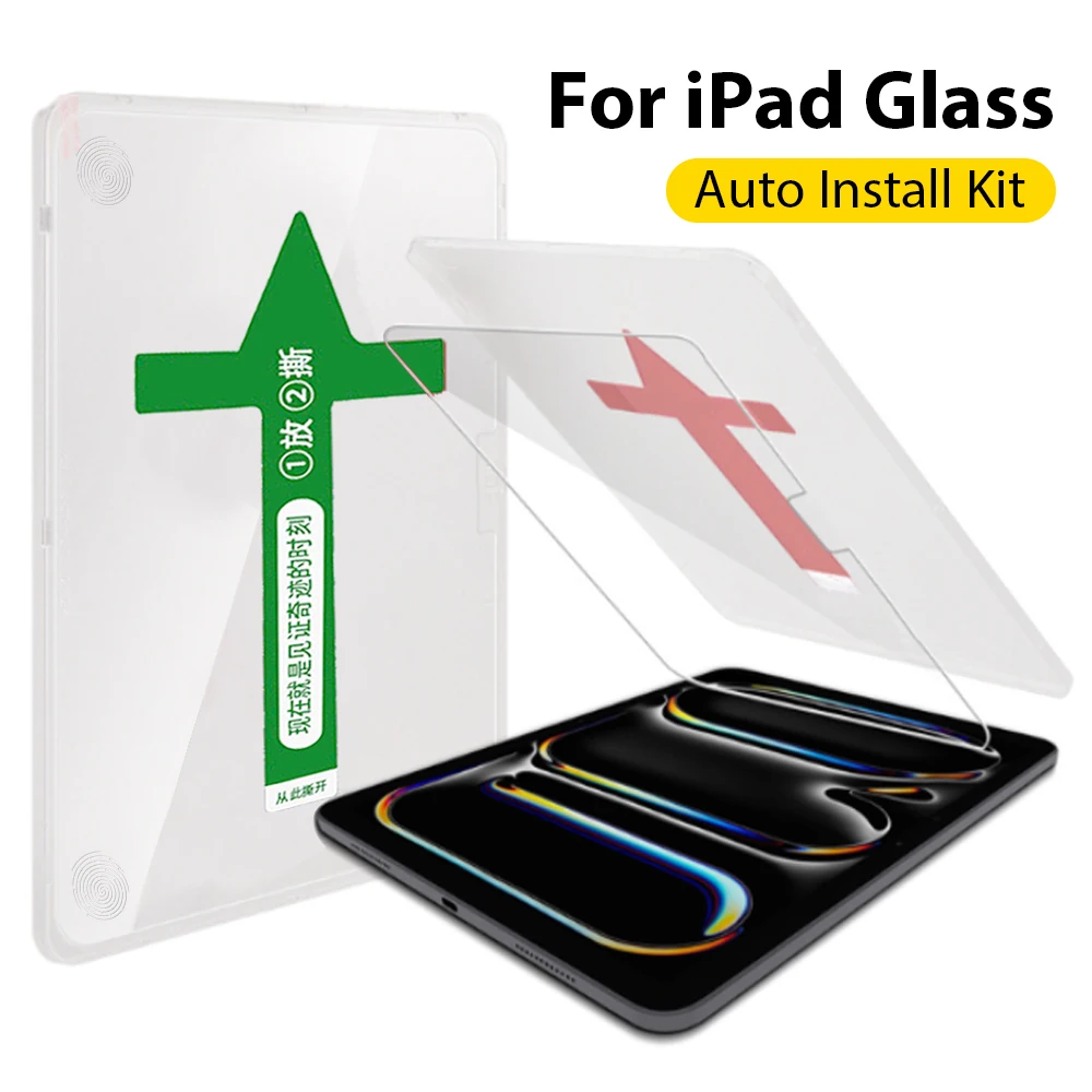 Auto Alignment Kit Tempered Glass For iPad Pro 13 11 M4 M2 12.9 12 9 10th 10 Screen Protector Air 5 4 3 9th 8th 7th Mini 6 Film