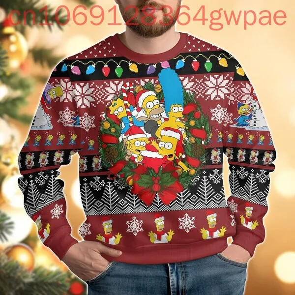 Christmas Simpsons Ugly Sweater Simpsons Homer Xmas Sweater Bart Men and Women Sweater Santa Simpsons Holiday Sweater