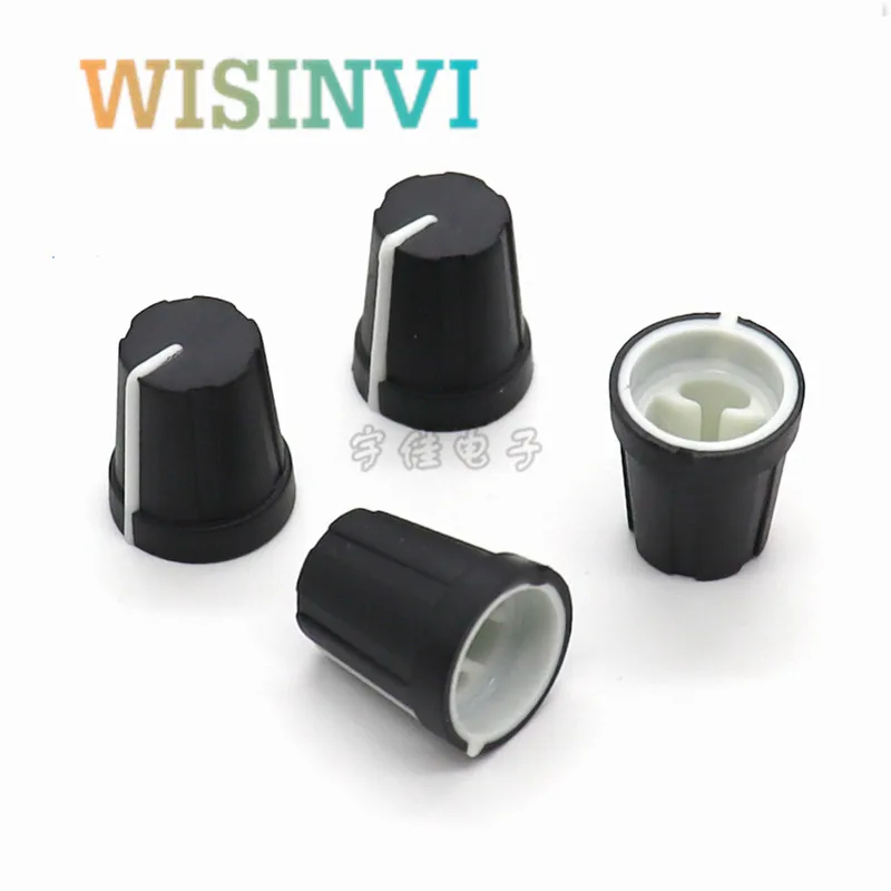 10PCS 14*16MM 0 Degree Half Shaft Rubber Knob Potentiometer Rotary Encoder Volume Switch Knob Suitable for D Axis 6MM