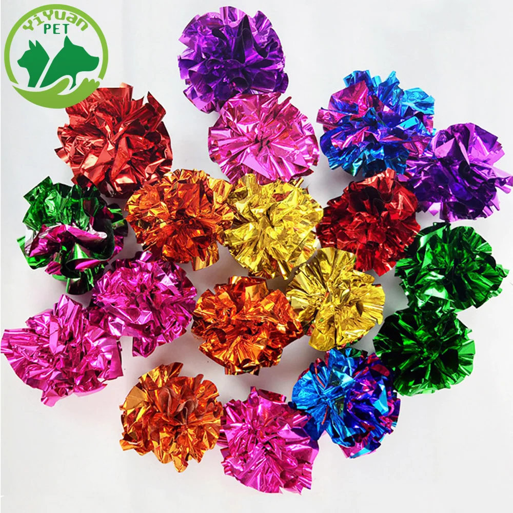 

10Pcs Pack Cat Toys Mylar Crinkle Ball Ring Paper Sound Toy Cats Multicolor Animal Interactive Accessories Pet Kitten Supplies